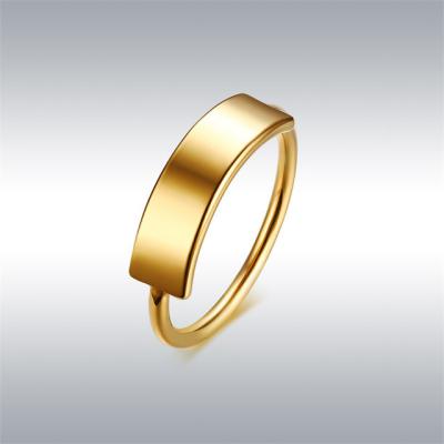 China FASHIONABLE Elegant Gold Plated Custom Engravable Stainless Steel Curved Flat Bar Rings For Women for sale