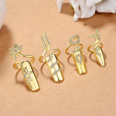 China Creative Personality Punk Jewelry Nail Copper Rings Set For Women Inlaid Zircon Opening Ring for sale