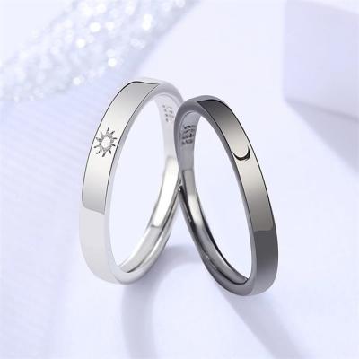 China FASHIONABLE Minimalist Wedding Lovers Kit 2 Open / Moon Matching Sun Pairs Pairs Friendship Rings for sale