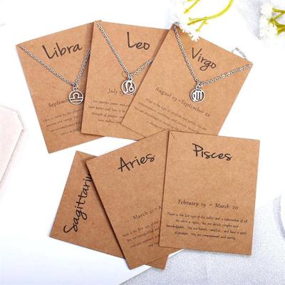 China 100PCS 9*7cm Wrapping Paper 12 Zodiac Necklace Printing Jewelry Display Label Wrapping Paper Cards for sale