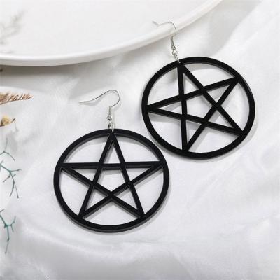 China Party Punk Hippie Fashion Hanging Big Acrylic Black Star Pentagon Star Dangle Earrings Gifts for sale