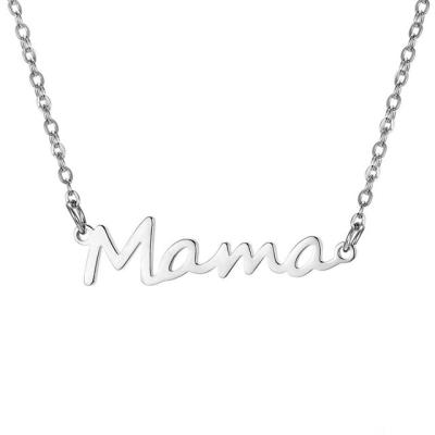 China TRENDY Mom Name Letter Pendant Chain Necklace Stainless Steel Gold Silver Color Mother's Day Gift for sale