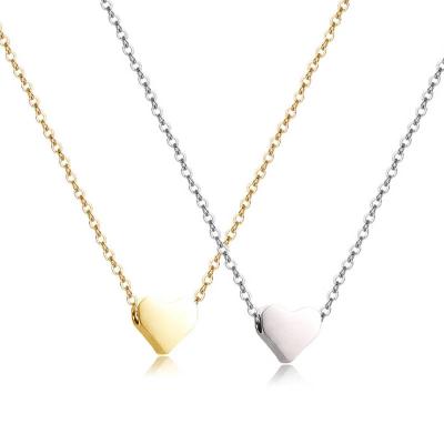 China TRENDY Simple Thin Tiny Heart Color Silver Gold Chain Short Fashion Pendant Necklace For Women for sale