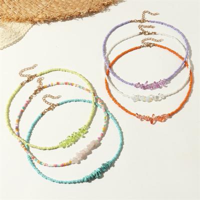 China BOHEMIA Personality Ethnic Style Colored Seed Bead Crystal Gravel Choker Necklace Irregular Jewelry for sale