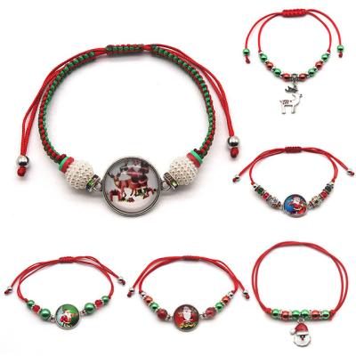 China CLASSIC Handmade Tree Santa Claus Bracelet from Lucky Red String Braided Christmas 2022 Happy New Years Gift for sale