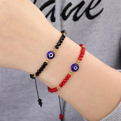 China Stainless Steel Crystal Bead Lucky Nazar Evil Religious Handmade Blue Eye Braided Bracelets For Women for sale