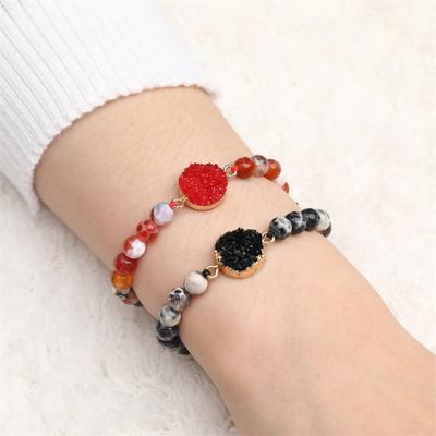 China FASHIONABLE Handmade Natural Onyx Rope Druzy Stone Resin Jewelry Charms Friendship Bracelets For Women for sale