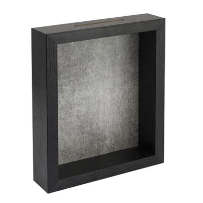 China Eco - Friendly Black Top Wooden Shadow Box Ticket Memory Deep Loading Shadow Box for sale