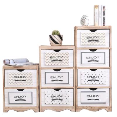 China Beautiful eco-friendly tall white wooden storage cabinet with 4 - drawers and bamboo door for sale