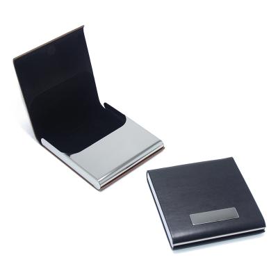 China Normcore/Men Leather Credit Card Wallet Gift Voucher Box Business Name Minimalist Square Card Case for sale