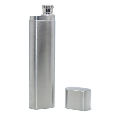 China Minimalist 2oz Hip Flask With Cigar Tube Case Smoke Holder Box Father's Day Dad Gifts Travel Metal Wine Jar Hip Flask Stainless Steel Flask for sale