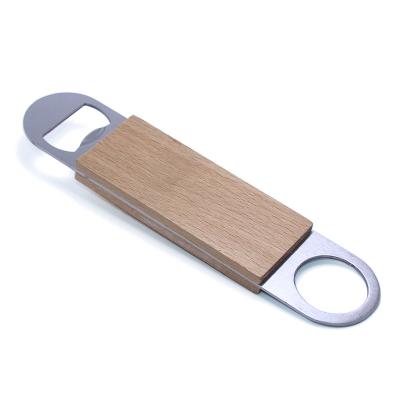 China Viable Wooden Bottle Opener Stickers Handle Beer Bar Wrench Kitchen Tool Can Opener Stainless Steel Bottle Opener Creative Simple Wood for sale