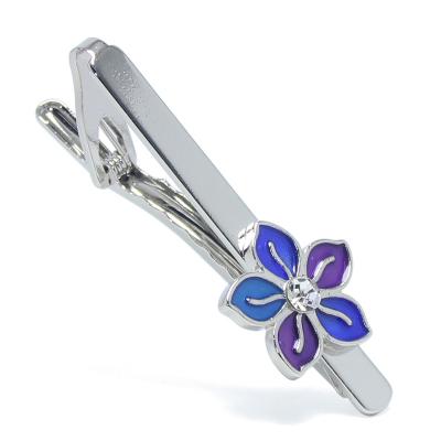 China Print Flower Souvenir Men Jewelry Metal Link Clip Sling Tie Bar Clasp Wedding Birthday Party Business Fashion Gifts Neck Tie Clip for sale