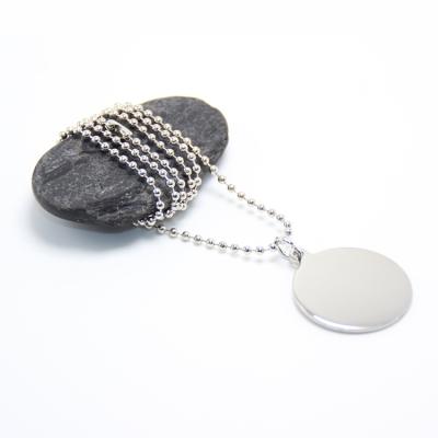 China Hot Sale Round Shaped Polished Stainless Steel Dog Tag Chain White Mirror Effect Pet Tag Collar Europe High for sale