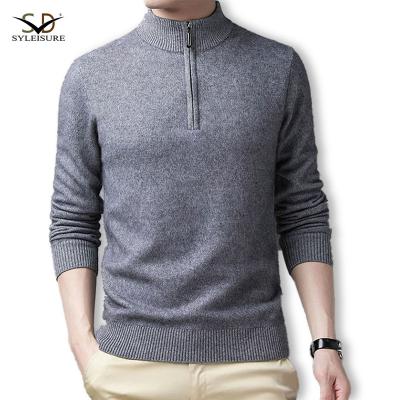 China Anti-wrinkle Color Pure Wool Knitted Winter Wear Mens Thick Sweater for sale