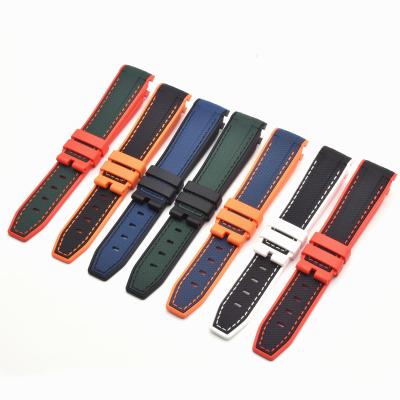 China End 20mm Liquid Silicone Curved Silicone Watch Strap Rubber Waterproof Watch Band For Moonswatch for sale