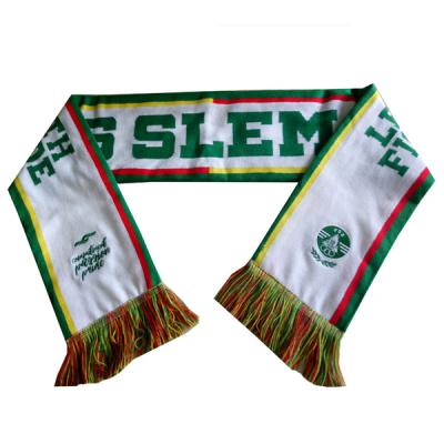 China Yarn Dyed Custom Knitting Sports Scarf Football Team Scarf With Embroidery Logo for sale