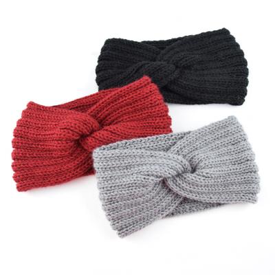 China Fashion Women Girls Winter Trendy Custom Cable Knitted Wool Headbands Acrylic Hair Band Headband for sale