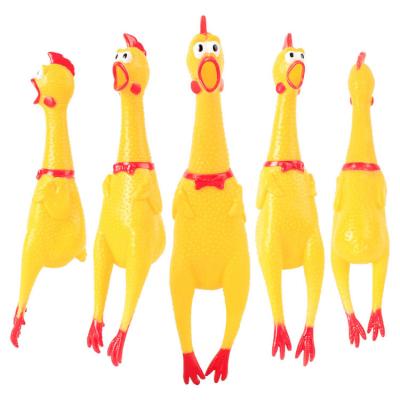 China Viable Rubber Pet Toy Resistant Squeaky Screaming Yellow Chicken Dog Toy for sale