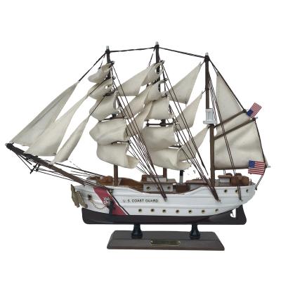 China Wholesale America 15 Inch BARQUE EAGLE U.S.COAST USCG GUARD Wooden Sail Boat Grand Souvenir Gift Nautical Home Decoration for sale