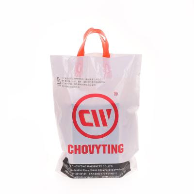 China Eco-friendly Promotional Die Cut Plastic Logo Shopping Tote Bag Handle Reusable Plastic Shopping Bag for sale