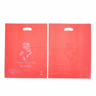 China HDPE Plastic Die Cut Handle Carry Custom Logo Plastic Foldable Tote Shopping Bag Eco-friendly for sale