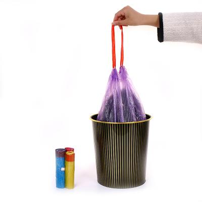 China 30 Rolls Drawstring Heavy Duty Black Biodegradable Reusable Plastic Waste Black Degradable Waste Bag for sale