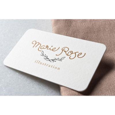 China 100% Eco-Friendly Fancy Minimalistic Typographic Prints and Metallic Ink Die Cut Textured Thank You Business Card Printing for sale