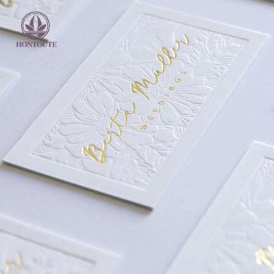 China ID Card Printing Ect Background Luxury Hot Foil Floral Blind Embossing Custom Business Card for sale