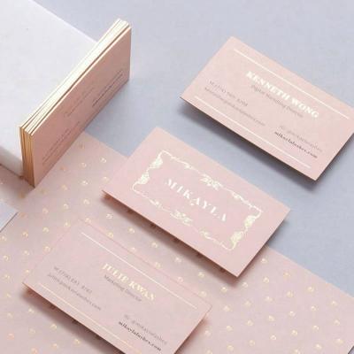 China Widely Used On Hot Sale Luxury Garment Rose Gold Foil Coated Paper Thick Business Custom Logo Cards 400 Grams for sale