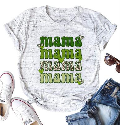 China Wholesale Women's Anti-pilling Lucky Mama T-shirt Mom Mother's Day Shirt St Patrick's Day St Patrick's Day Tees Funny Holiday Casual Tops for sale