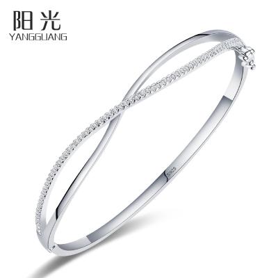 China CLASSIC Fashion 925 Sterling Silver Bangle Bracelet Diamond Snap Open Bangles SSZ033 for sale