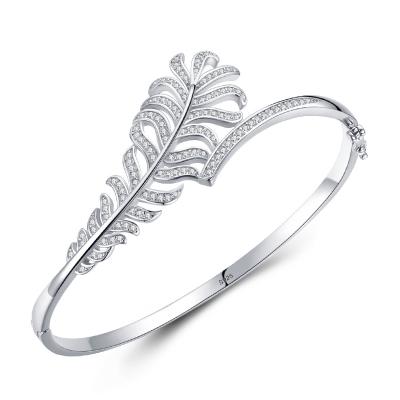 China CLASSIC Fashion 925 Sterling Silver Bangle Bracelet Diamond Snap Open Bangles SSZ028 for sale