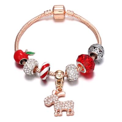 China 2021 Christmas TRENDY Best Selling Deer Charm Beads Anklets Gold For Women Girls Boho Zircon Pendants Bracelet for sale