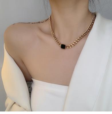 China Fashion Women Stainless Steel Jewelry Gold Plated High Polish Hip Hop Chain Flat Cuban Necklace Shiny With Lobster Clasp for sale