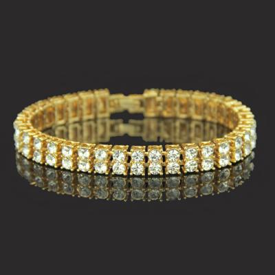 China Hiphop 2 Rows AAA Zircon Iced Out Tennis Bling Lab Simulated Diamond Bracelet for sale