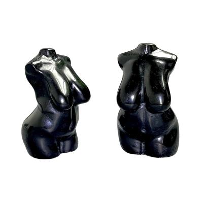 China China Kenny Crystals Wholesale Natural Crystal Stone Craft Obsidian Fat Plump Curve Torso Fuller Figure Lady Body Carving Sculpture for sale