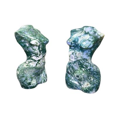 China China Kenny Crystals Wholesale Natural Crystal Stone Craft Druzy Drusy Moss Agate Torso Figure Lady Body Carving Sculpture for sale