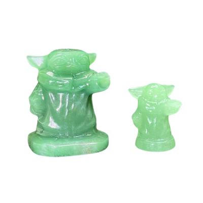 China Western Kenny Crystals Wholesale Natural Crystal Stone Craft Carving Semi-precious Gemstone Green Aventurine Yoda Baby for sale