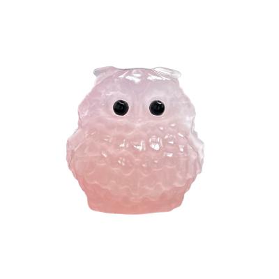 China China Kenny Crystals Wholesale Natural Crystal Stone Craft Animal Carving Semi-precious Gemstone Rose Quartz Cute Owl for sale