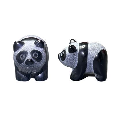 China Western Kenny Crystals Wholesale Natural Crystal Stone Carving Craft Semi-precious Gemstone Obsidian Panda for sale