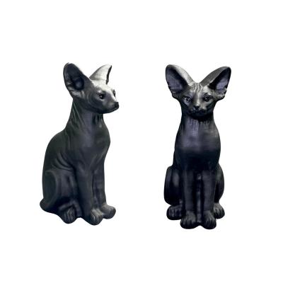 China Western Kenny Crystals Wholesale Natural Crystal Stone Craft Big Animal Carving New Design Obsidian Large Egyptian Cat for sale