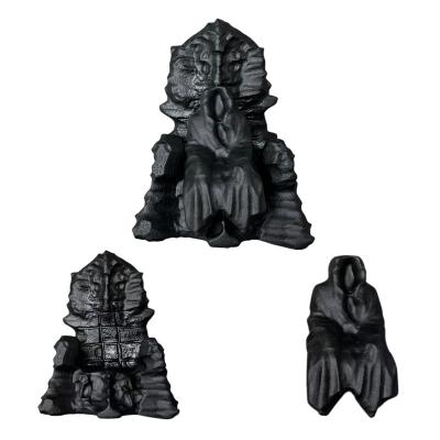 China Western Wholesale Natural Crystal Stone Craft Carving semi-precious gemstone Obsidian Death On Throne for Halloween for sale