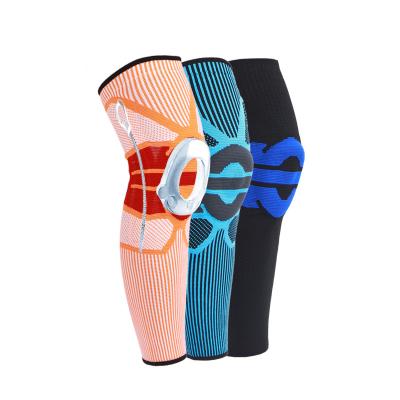 China Universal Free Sample 3D NylonPatella Knee Protector Brace Silicone Custom Spring Knee Pad Knitted Elastic Compression Knee Sleeve Support for sale