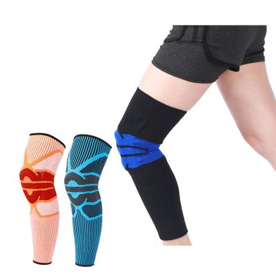 China Amazon Universal Hot Selling Long Knee Brace Spring Support and Silicone Pad Compression Knee Brace Patella Support for sale