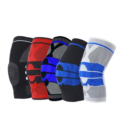 China Universal Outdoor Sport Gear Recycling Running Elastic Silicone Padded Springs Stays Knee Sleeve Knee Pad Knee Brace for sale