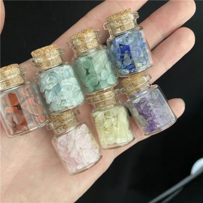 China Natural Stone Rose Quartz Amethyst Drifting Bottle Seven Chakras Healing Stone China Decor 7PC Crystal Glass Wishing Bottle Home for sale