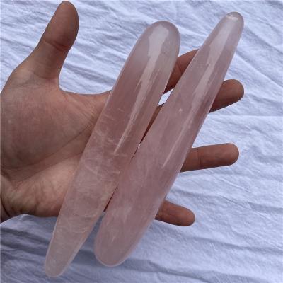 China China Natural Rose 18cm Rose Quartz Crystal Massage Wand Yoni Wand for Health Healing Stones and Crystals for sale