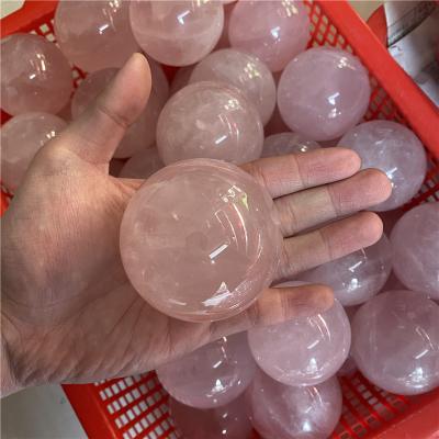 China China Wholesale Feng Shui Ball 5-7CM Rose Quartz Crystal Wicca Healing Pink Natural Sphere For Home Decoration for sale