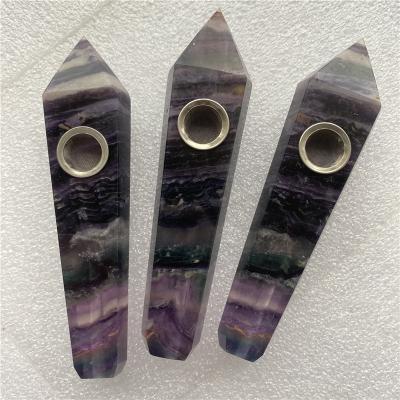 China China Wholesale Natural Fluorite Quartz Crystal Smoking Pipe For Gift for sale